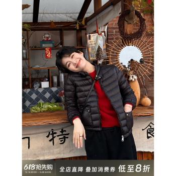 浪清 黑色輕薄羽絨服女冬季新款立領夾克保暖外套高階短款鵝絨服