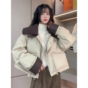 短款PU皮棉服女2024冬季新款高階感爆款時尚小個子加厚保暖外套潮