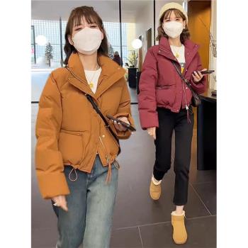 今年流行短款棉服女2024冬季新款小個子保暖麵包服厚外套棉襖爆款