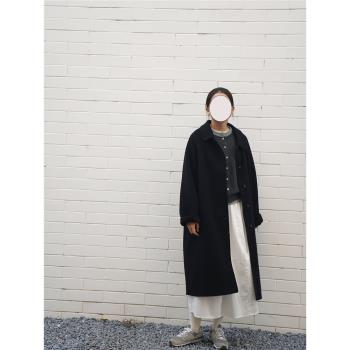 加厚經典款 犛牛絨 厚而輕盈 方領單排扣長款雙面羊毛大衣 小個子