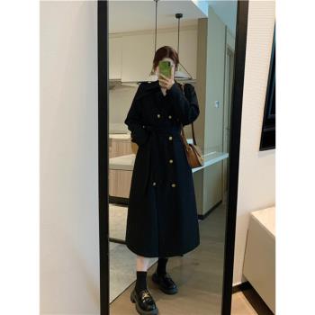2024秋冬新款大碼女裝胖mm顯瘦風衣羽絨服外套黑色白鴨絨保暖大衣