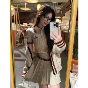 miu裡miu氣套裝雅丹風美拉德穿搭一整套高階感英倫學院風女秋冬季
