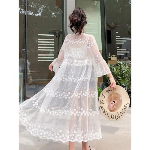 泰國三亞海邊度假防曬衣長款雪紡開衫外套比基尼泳衣罩衫飄逸超仙