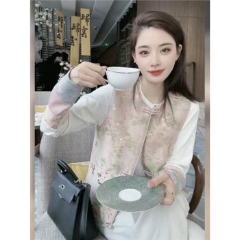 新中式唐裝中國風女裝外穿襯衫疊穿盤扣馬甲兩件套裝早春2025新款