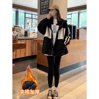 工裝拼色沖鋒衣外套女2025春季新款小個子歐貨風衣休閑棒球服上衣