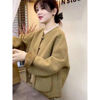 爆款小香風外套女短款2025秋冬新款休閑寬松高階感皮毛一體上衣潮
