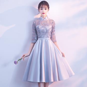 仙氣質韓版中長款伴娘服