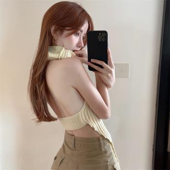 性感露背甜辣妹高腰無袖上衣吊帶