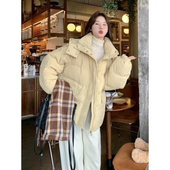 鵝黃色小個子羽絨服女2024冬季新款韓版寬松加厚保暖90白鴨絨外套