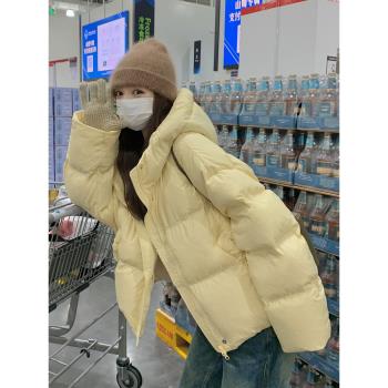 奶黃色羽絨服女冬季加厚2024新款韓系超好看今年流行小個子麵包服