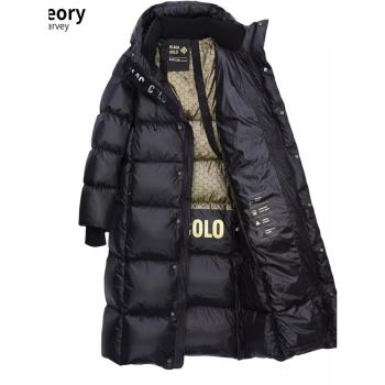 高階黑金鵝絨羽絨服女冬季中長款男女同款情侶外套