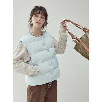 「北島AMUU」時尚不規則摁扣圓領棉服馬甲女冬季新款背心外套上衣