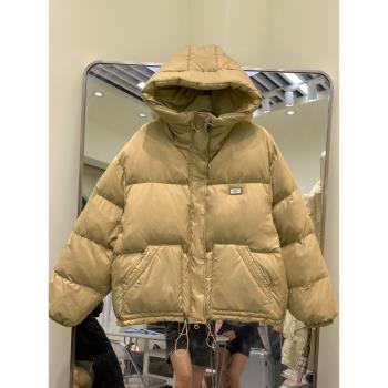 羽絨服女短款2023年新款白鴨絨麵包服連帽韓版加厚寬松冬季小個子