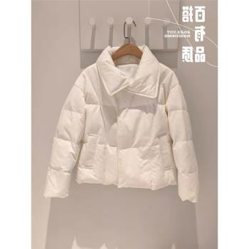 2024冬季新款今年流行高階感超好看小個子短款白色羽絨服女厚外套