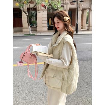 歐貨爆款小個子羽絨馬甲女2024新款秋冬外穿寬松馬夾背心立領外套