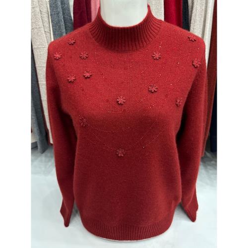 雪豹羊絨衫女士打底上衣加厚中老年女裝羊毛衫媽媽毛衣冬季針織衫