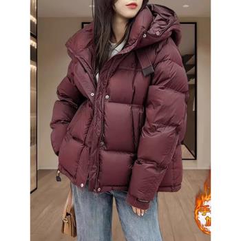 棉衣棉服女款冬季2024新款小個子連帽羽絨麵包服爆款加厚短款棉襖