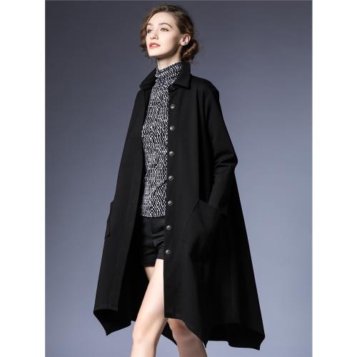 咫尺2025秋裝新款中長款寬松長袖A型風衣女裝大碼顯瘦休閑外套女