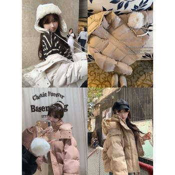 Bigking大金家連帽立領短款90白鴨絨羽絨服女加厚保暖外套麵包服