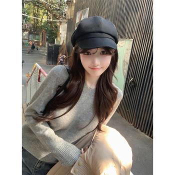 Bigking大金家 無縫一體全羊毛帽衫長袖毛衣女冬高級感慵懶風上衣