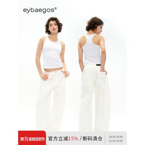 eybaegos 繭型基礎寬松工裝帆布百搭彎刀褲