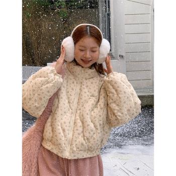 紅人館外套棉服女2024年新款冬季超好看棉襖保暖韓系休閑碎花棉衣