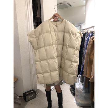 東大門秋冬圓領顯瘦開叉棉服馬甲
