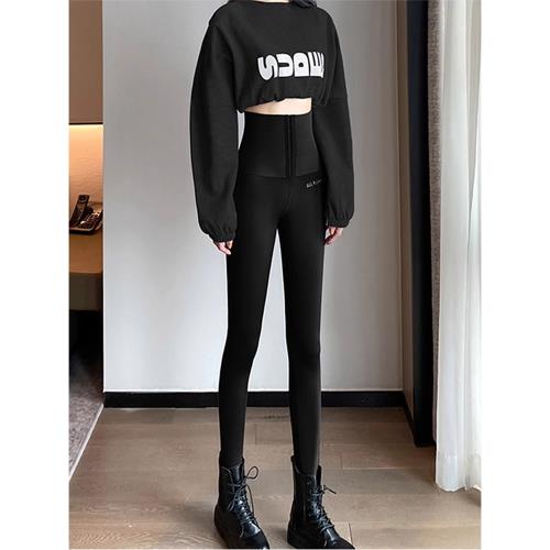 鯊魚褲女外穿2024新款加絨打底褲收腹美體褲瑜伽芭比褲小腳提臀