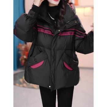 氣質連帽短款棉服2024新款冬季寬松加厚保暖麵包服外套女裝爆款潮