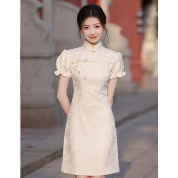 蕾絲改良旗袍新款2023年輕款少女高階感氣質高階小個子連衣裙夏季