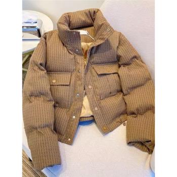 RIXO COSY咖色立領羽絨服冬新款白鴨絨加厚小個子短款外套女