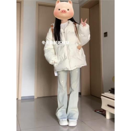 高級感超好看短款羽絨棉服女2024年新款冬季加厚保暖可愛棉襖外套