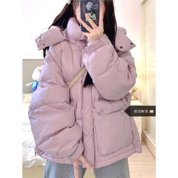 大碼連帽棉衣棉服女加厚冬季2024新款棉襖設計感小眾麵包服外套潮