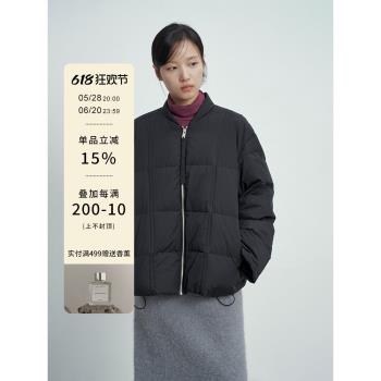 愛與南希原創設計2024秋冬新款絎縫保暖休閑黑色棒球羽絨服外套女