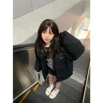小個子黑色羽絨棉服女2024新款冬季韓系棉衣學生潮牌立領加厚棉襖