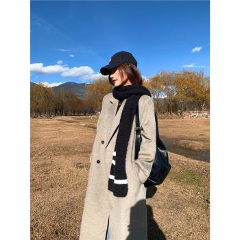 pusumede高階感毛呢外套女中長款秋冬加厚保暖高階感氣質呢子大衣