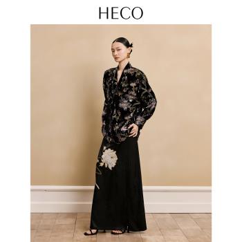 HECO【綻滿芳】新中式國風絨底植物彩繡亮片刺繡漢服外套2024年秋