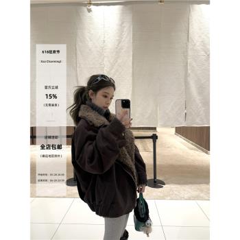 Xzz charmingl 巨巨巨保暖 可拆卸毛毛真兩件外套女時髦休閑上衣