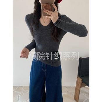 U領'帶標100%極細美麗諾羊毛女毛衣打底衫針織衫羊毛衫羊絨衫上衣