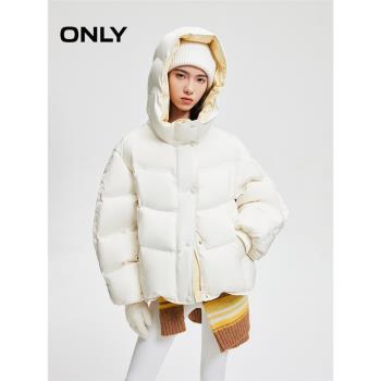 ONLY2024冬季新款90白鴨絨雲朵感防風保暖純色羽絨服女|124423034