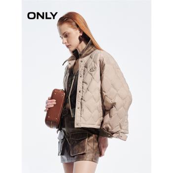 ONLY2024冬季新款90白鴨絨輕盈短款寬松襯衫式羽絨服女|124423050