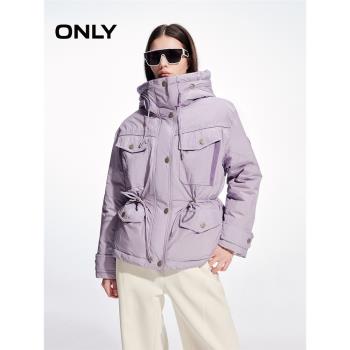 ONLY2024冬季新款90白鴨絨三防蓄熱派克羽絨服女|124423045
