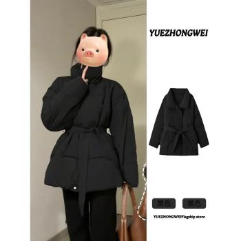 小個子黑色收腰羽絨棉服女冬季2024年新爆款保暖加厚棉衣棉襖外套