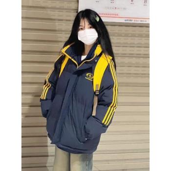 爆好看，穿搭推薦值滿分！條紋棉服女冬季立領保暖防寒麵包服外套