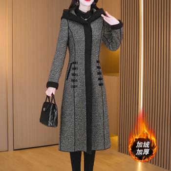 小香風加絨加厚仿毛呢外套女秋冬2024新款杭州高階品牌新中式大衣