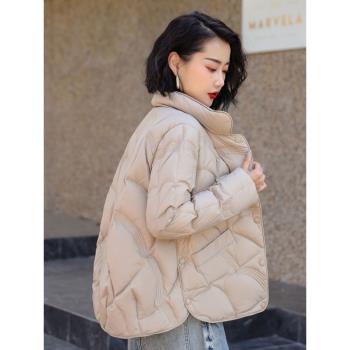 祥雲短款羽絨服女2024年冬季新款小個子輕薄休閑時尚黑色大碼外套