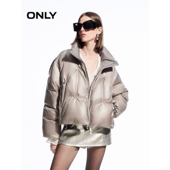 ONLY2024冬季新款90白鴨絨簡約設計感純色羽絨服女|124423055