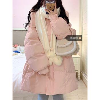 大碼連帽羽絨棉服女秋冬2024新款加厚保暖麵包服小個子中短款外套