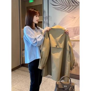 卡其色風衣外套女款春秋2025新款小香風歐貨小個子中長款防風上衣