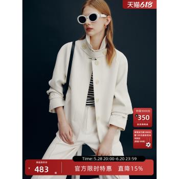 法曼萱高階感短款風衣外套女2025新款春款小個子收腰立領經典上衣